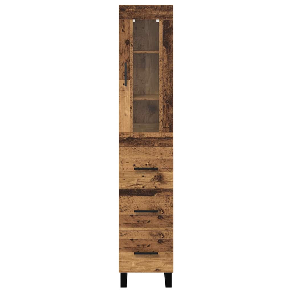 Høyskap med skuff Gamle tre 34,5 x 34 x 180 cm Konstruert tre