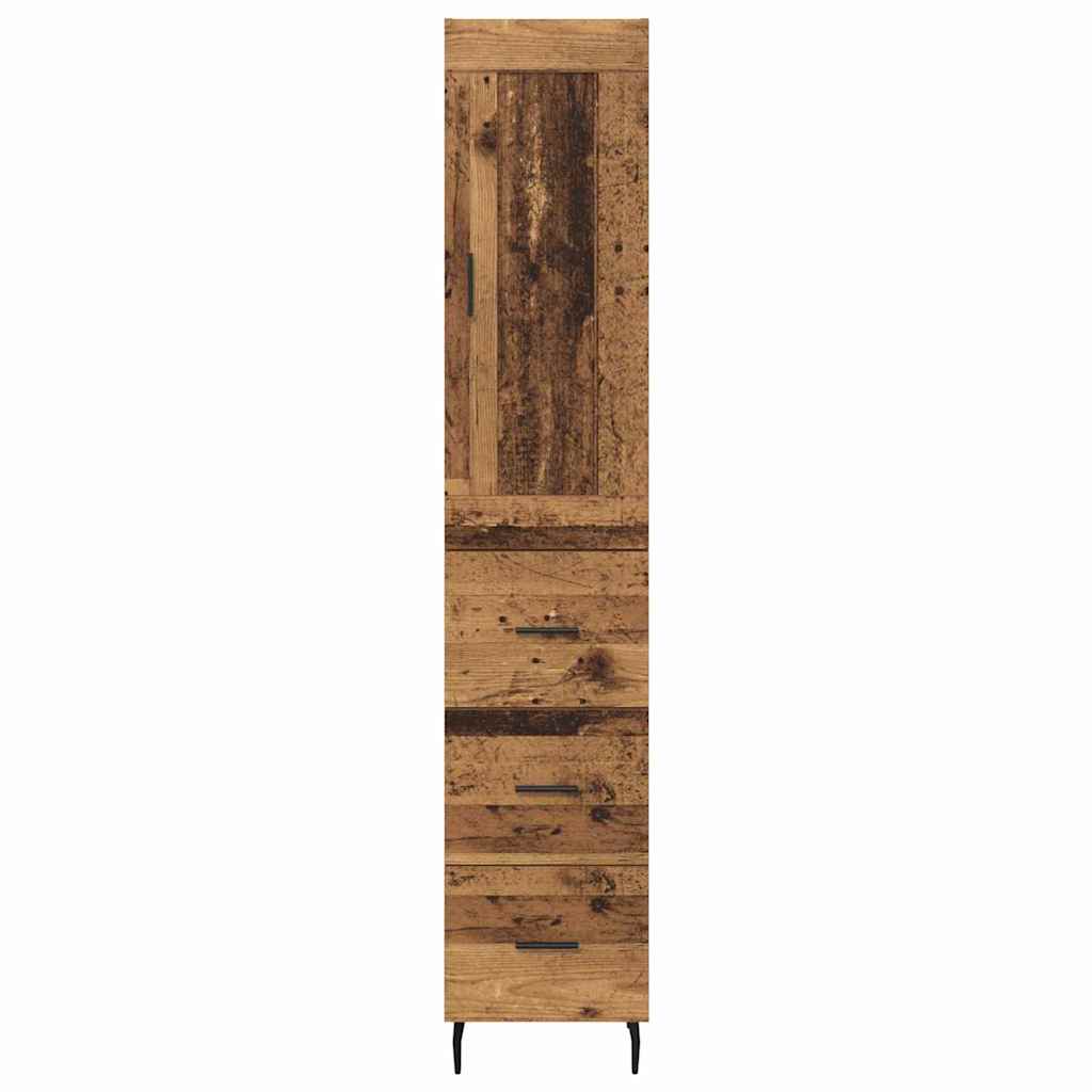 Høyskap med skuff Gamle tre 34,5 x 34 x 180 cm Konstruert tre
