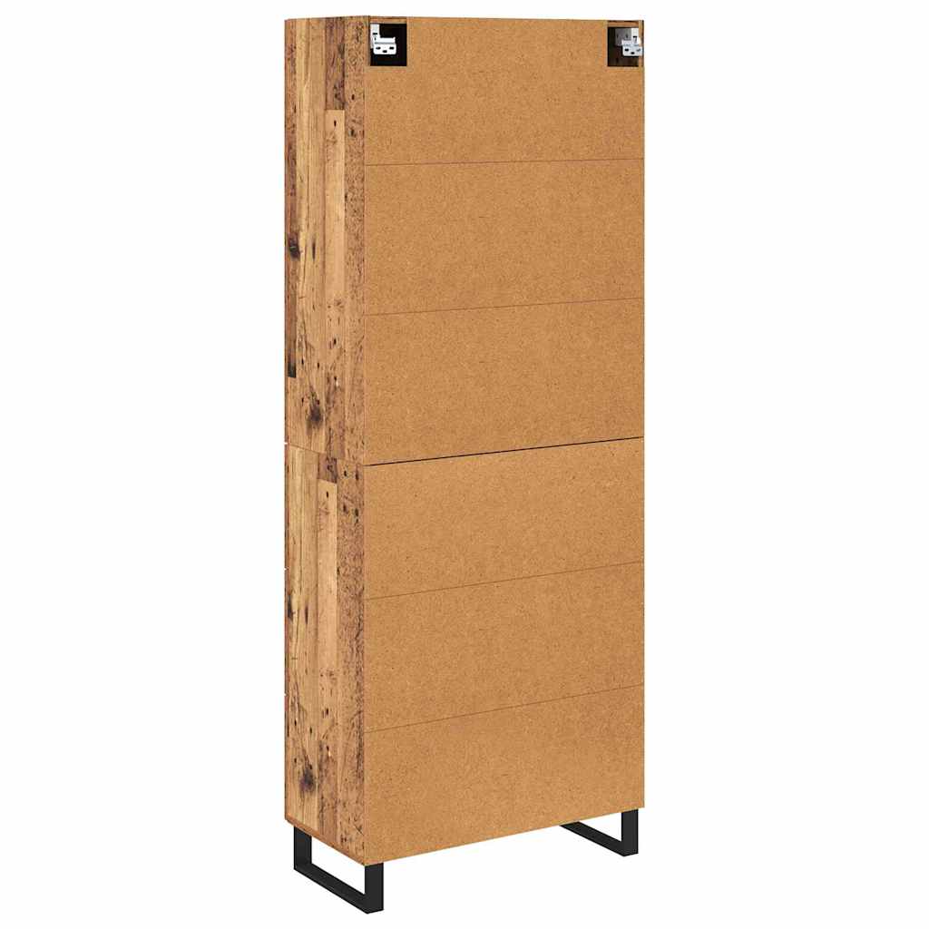 Høyskap 2 pcs Gamle tre 69,5 x 34 x 180 cm Sponplater og glass
