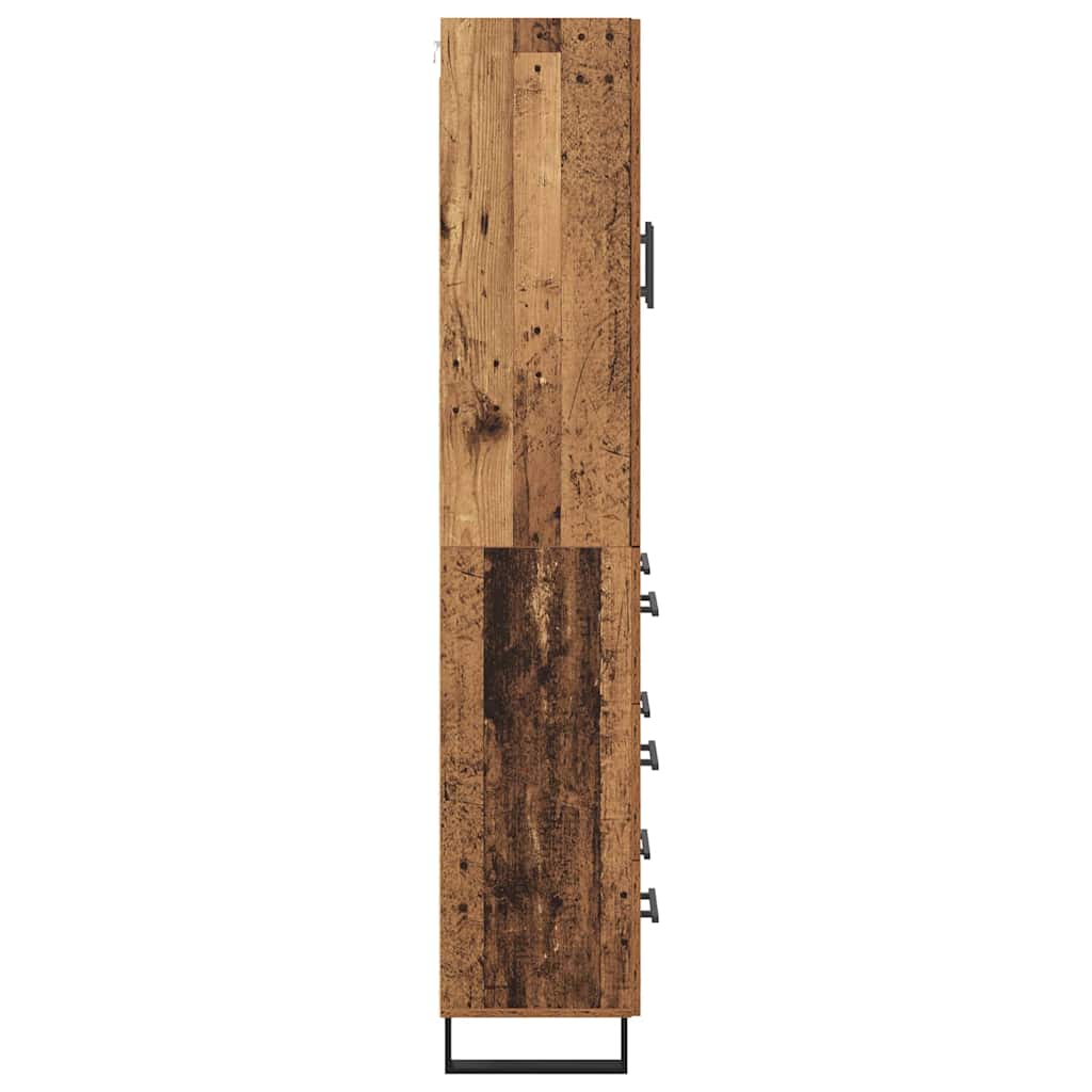 Høyskap 2 pcs Gamle tre 69,5 x 34 x 180 cm Sponplater og glass