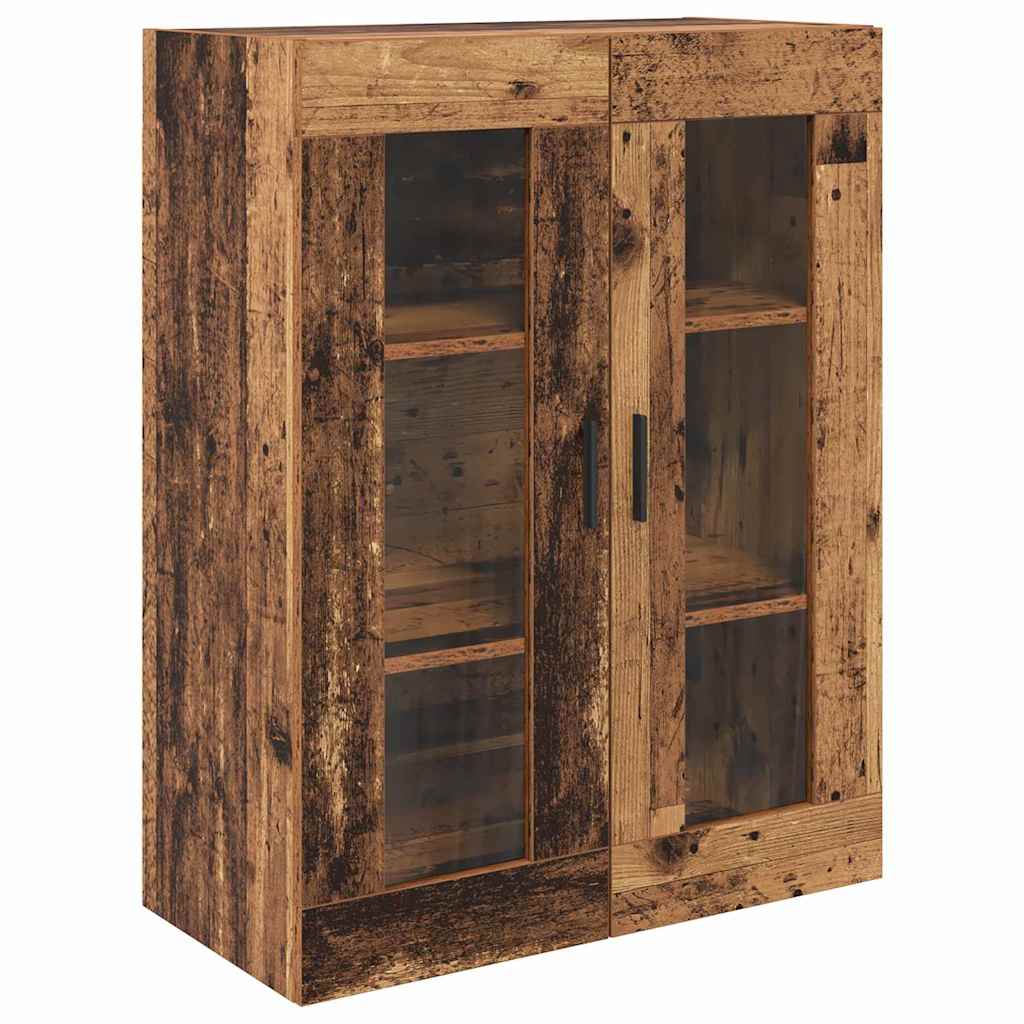 Høyskap 2 pcs Gamle tre Sponplater og glass