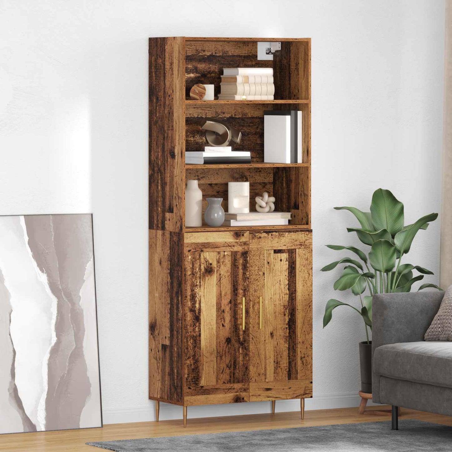 Høyskap Gammelt tre 69,5 x 34 x 180 cm Konstruert tre
