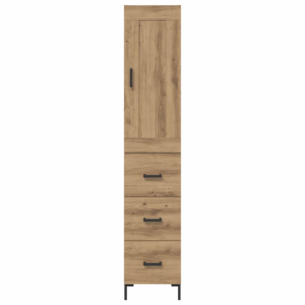 Høyskap med skuff Artisan Eik 34,5 x 34 x 180 cm Konstruert tre