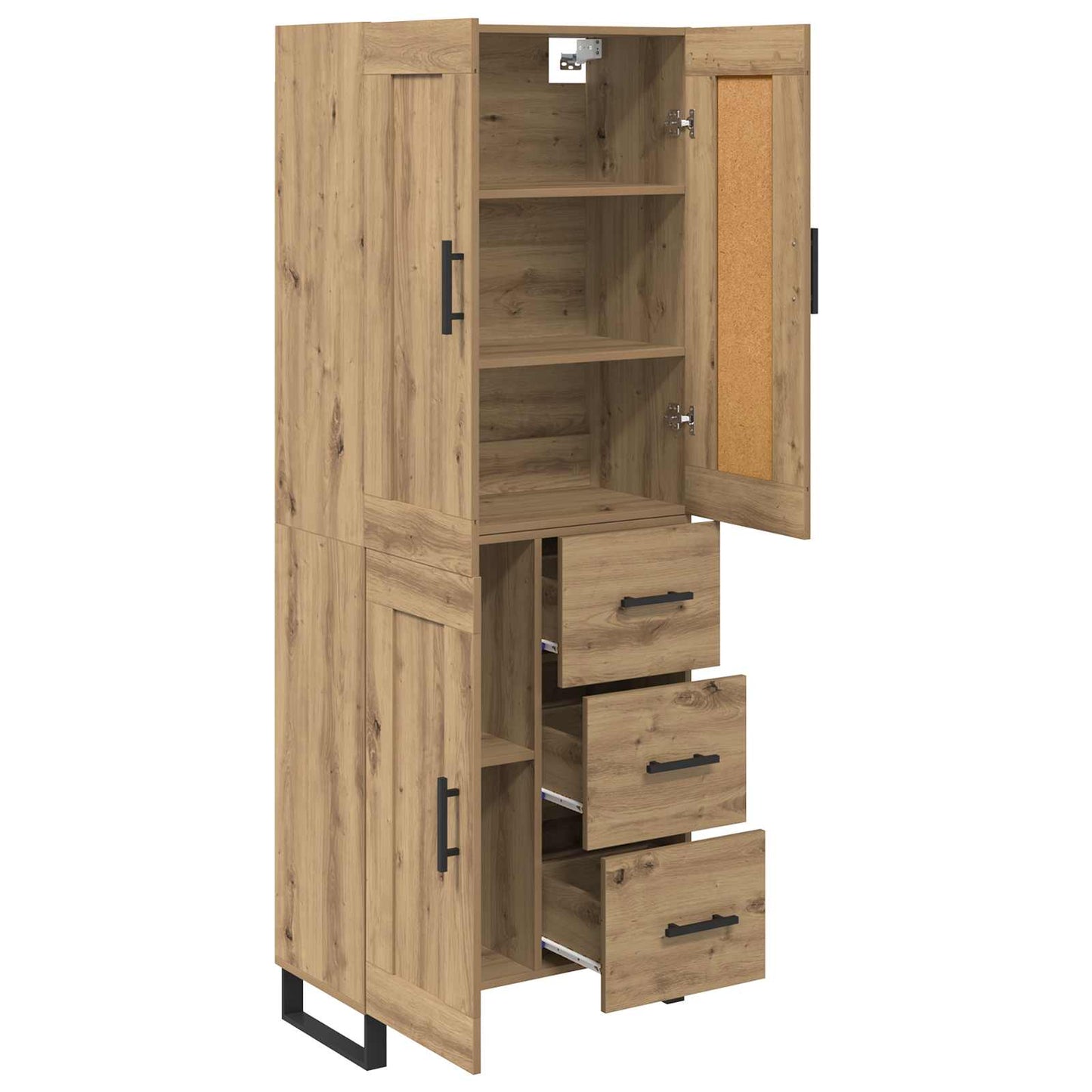 Høyskap med skuff Artisan Eik 69,5 x 34 x 180 cm Konstruert tre
