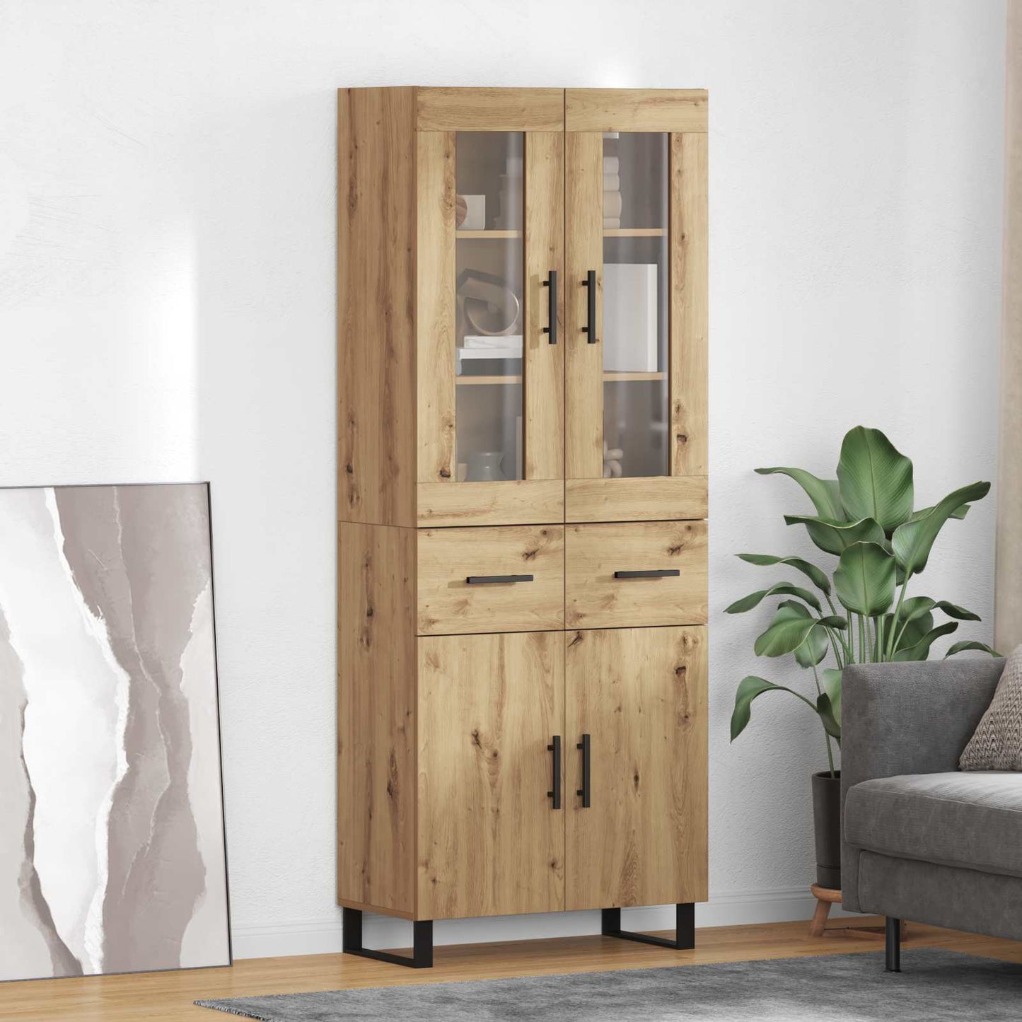 Høyskap 2 pcs Artisan Eik Konstruert tre