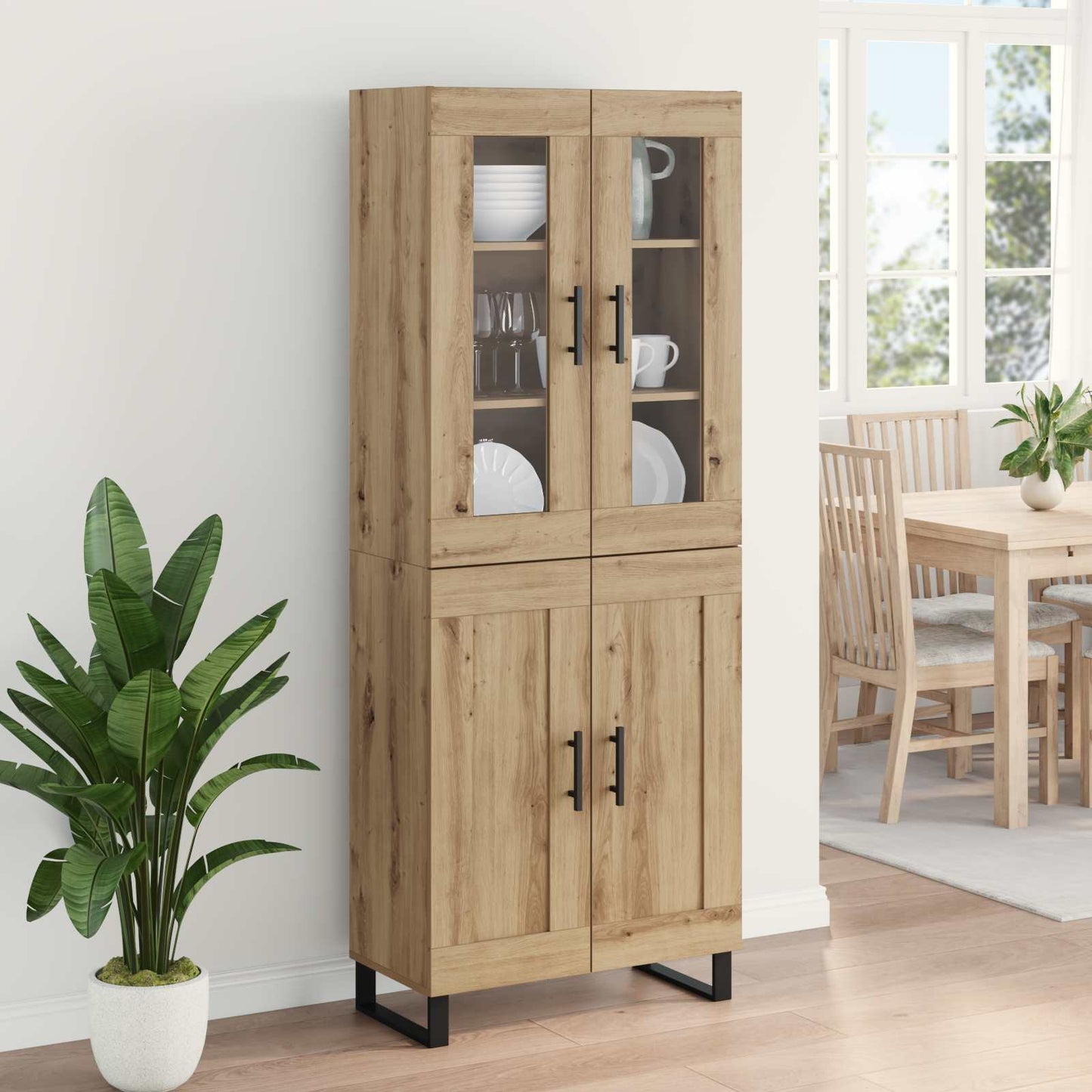 Høyskap 2 pcs Artisan Eik Konstruert tre