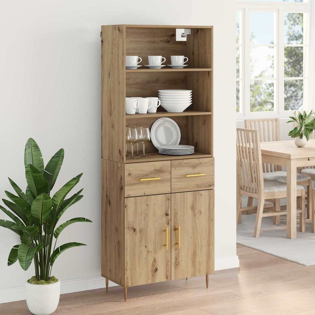 Høyskap med skuff Artisan Eik 69,5 x 34 x 180 cm Konstruert tre