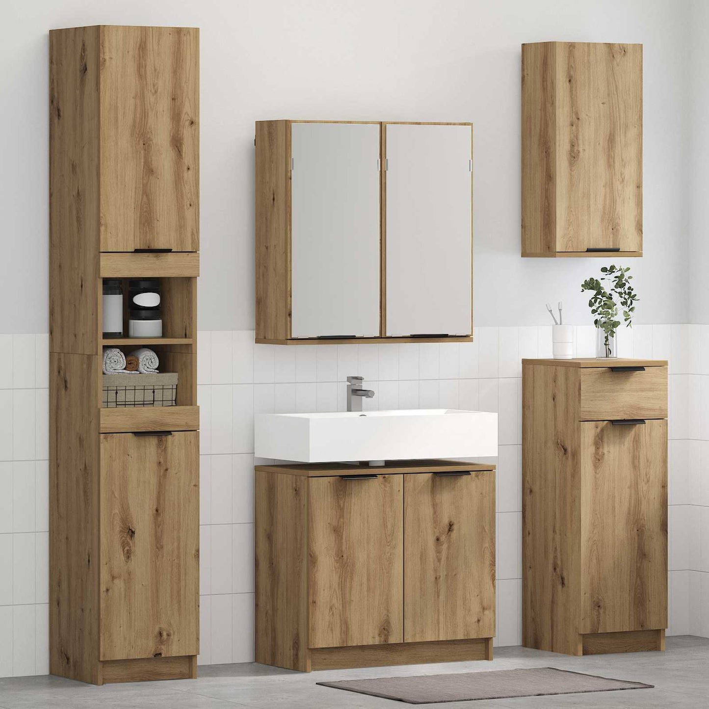 Baderomsinnredningssett 3 pcs Artisan Eik Konstruert tre