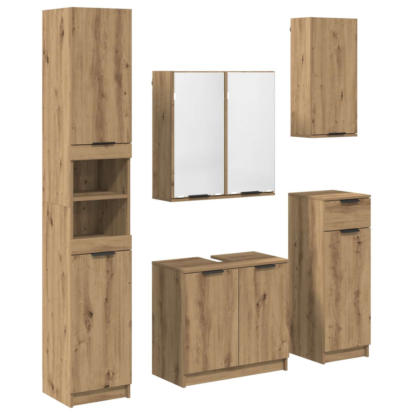 Baderomsinnredningssett 5 pcs Artisan Eik Konstruert tre