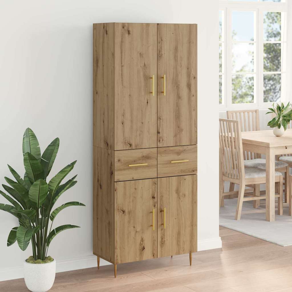 Høyskap med skuff Artisan Eik 69,5 x 34 x 180 cm Konstruert tre