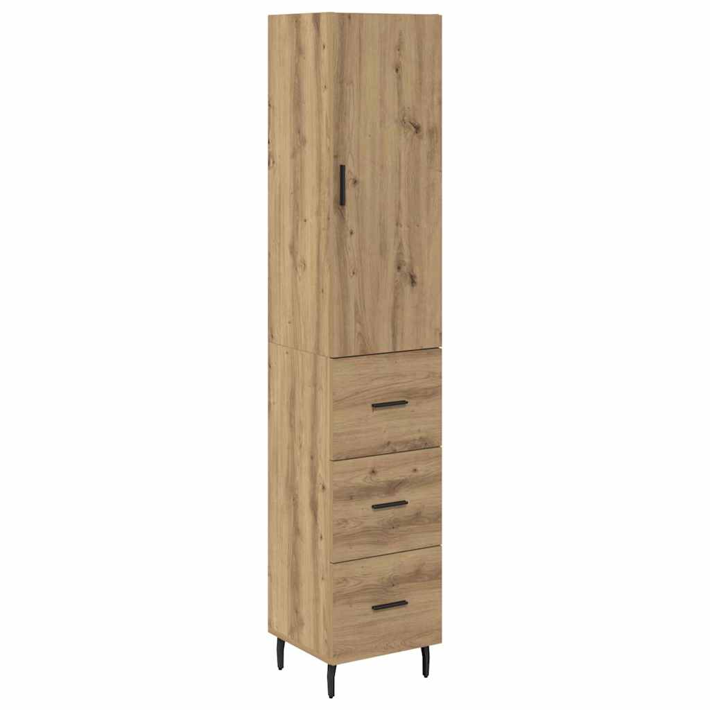 Høyskap med skuff Artisan Eik 34,5 x 34 x 180 cm Konstruert tre