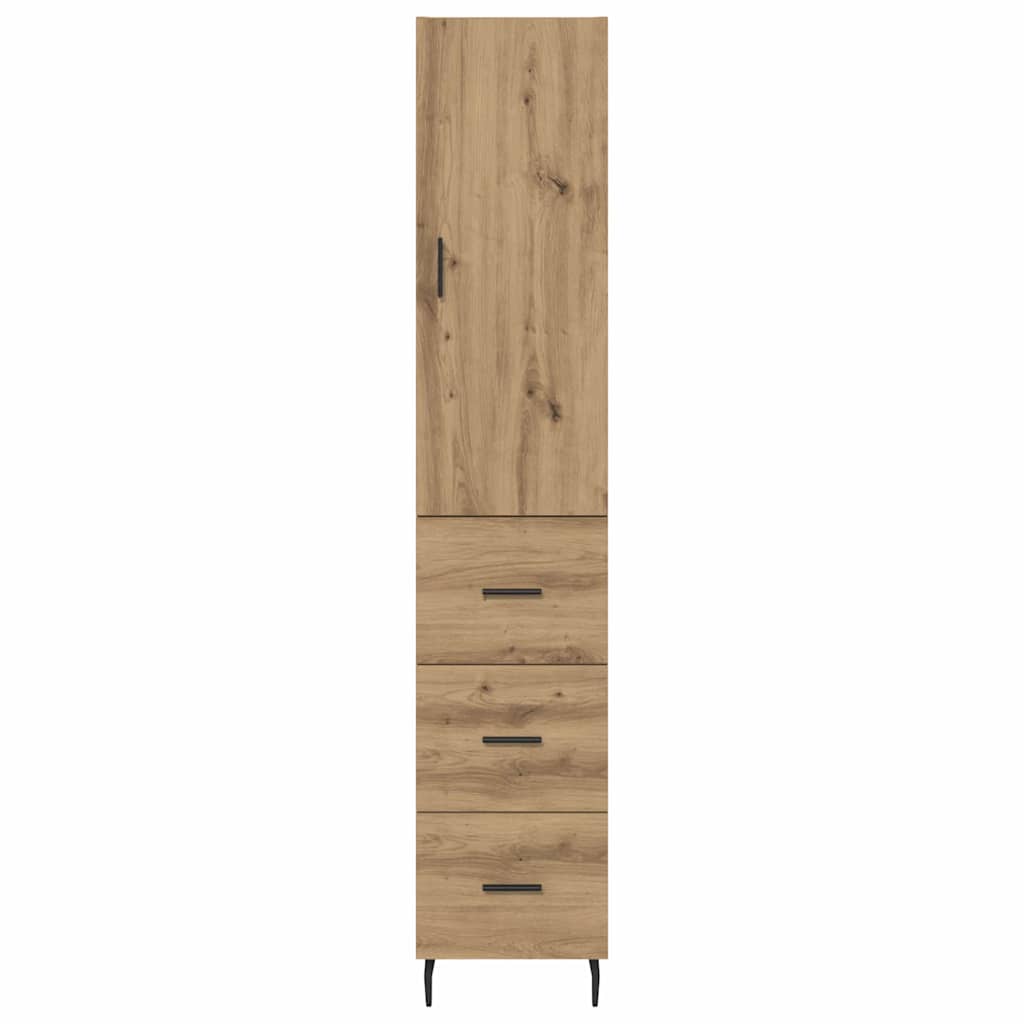 Høyskap med skuff Artisan Eik 34,5 x 34 x 180 cm Konstruert tre