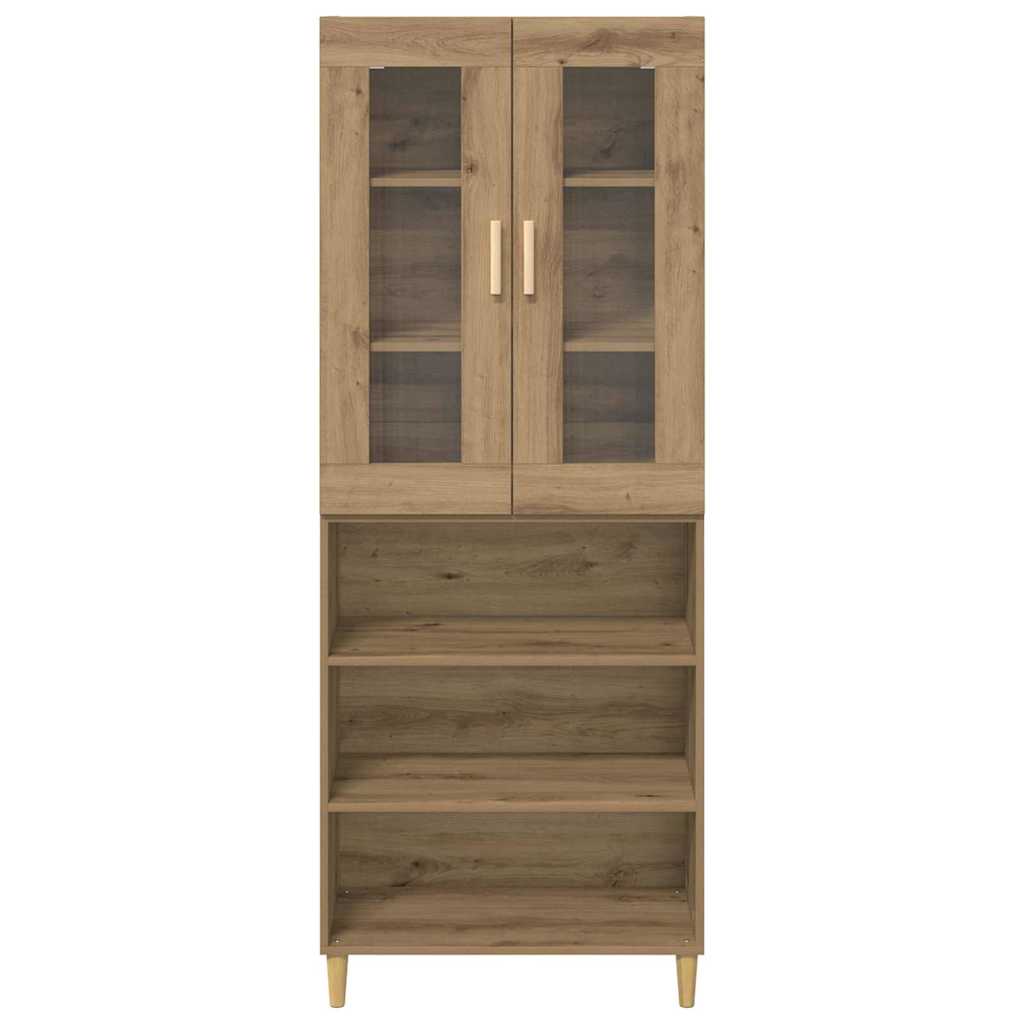 Høyskap Artisan Eik 69,5 x 34 x 180 cm Sponplater og glass