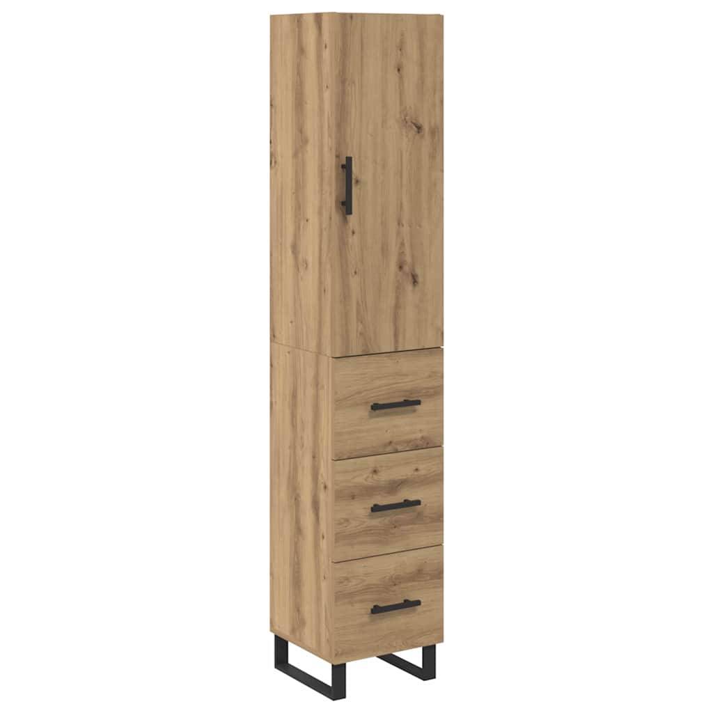 Høyskap med skuff Artisan Eik 34,5 x 34 x 180 cm Konstruert tre