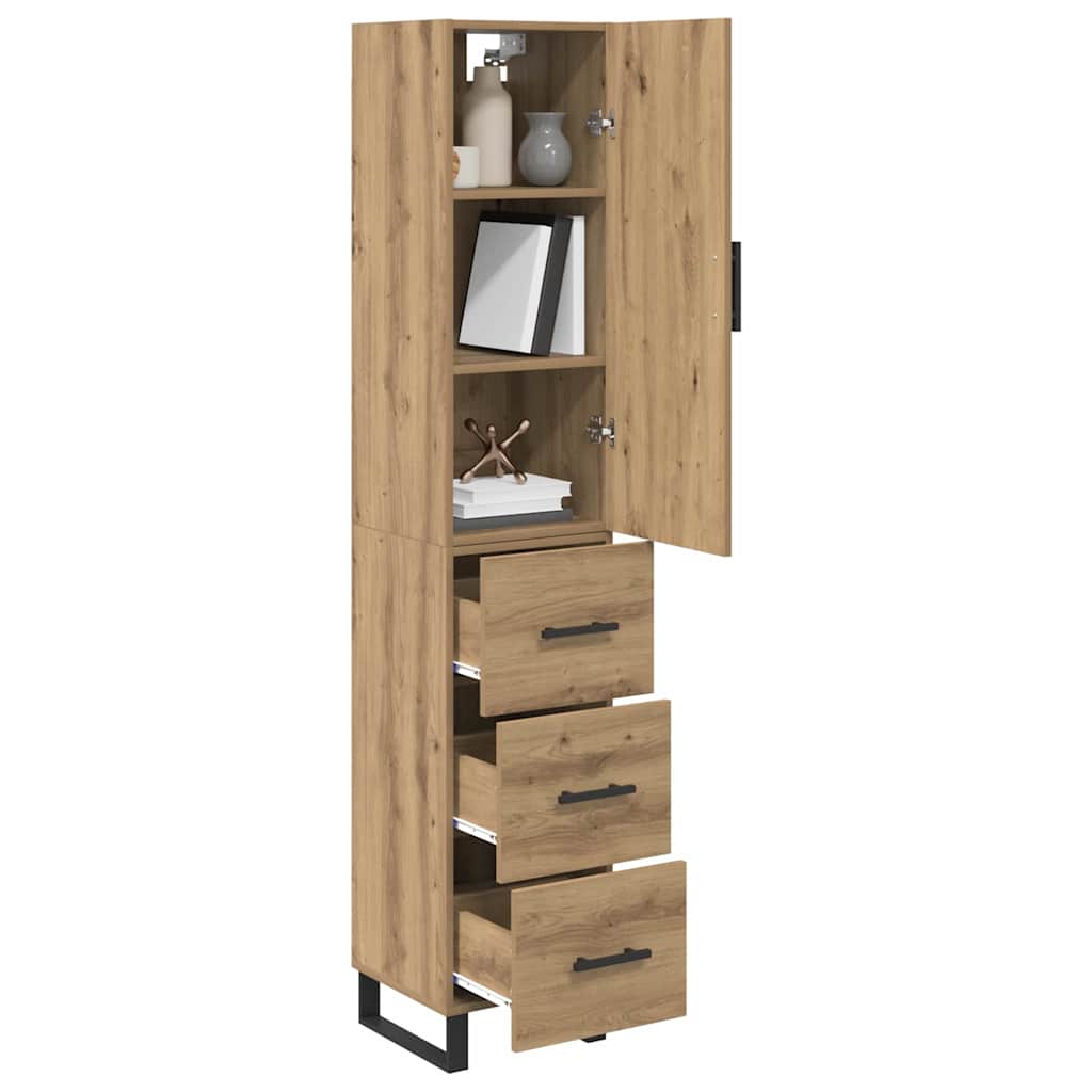 Høyskap med skuff Artisan Eik 34,5 x 34 x 180 cm Konstruert tre