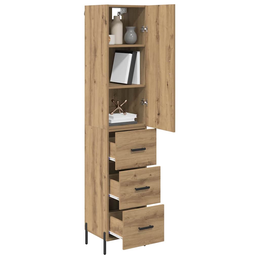 Høyskap med skuff Artisan Eik 34,5 x 34 x 180 cm Konstruert tre