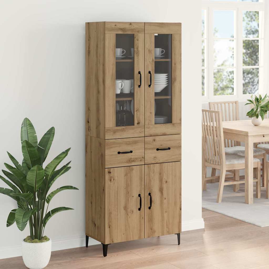 Høyskap med skuff Artisan Eik 69,5 x 34 x 180 cm Konstruert tre vidaXL