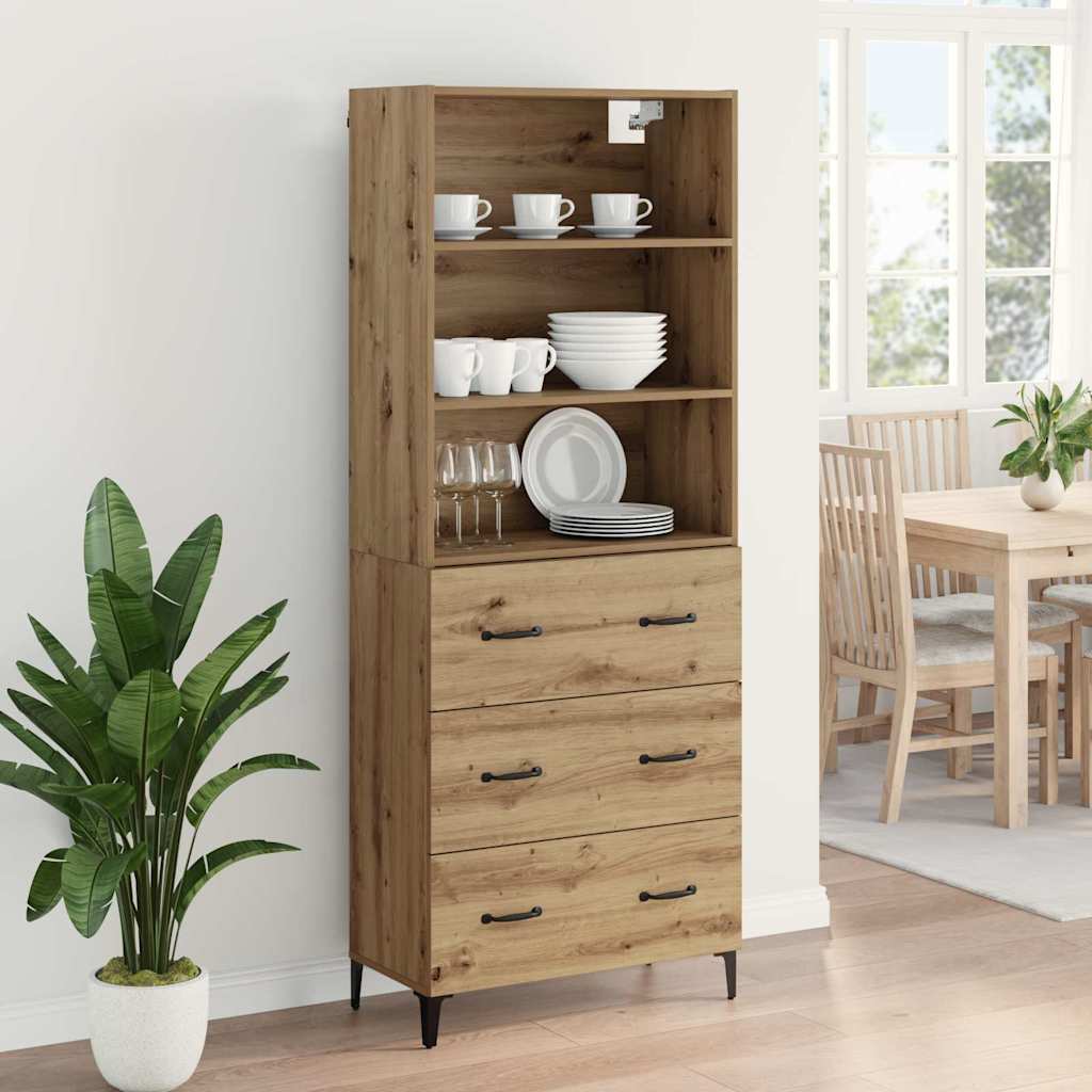Høyskap med skuff Artisan Eik 69,5 x 34 x 180 cm Konstruert tre