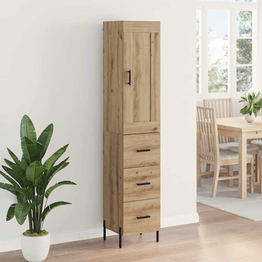 Høyskap med skuff Artisan Eik 34,5 x 34 x 180 cm Konstruert tre