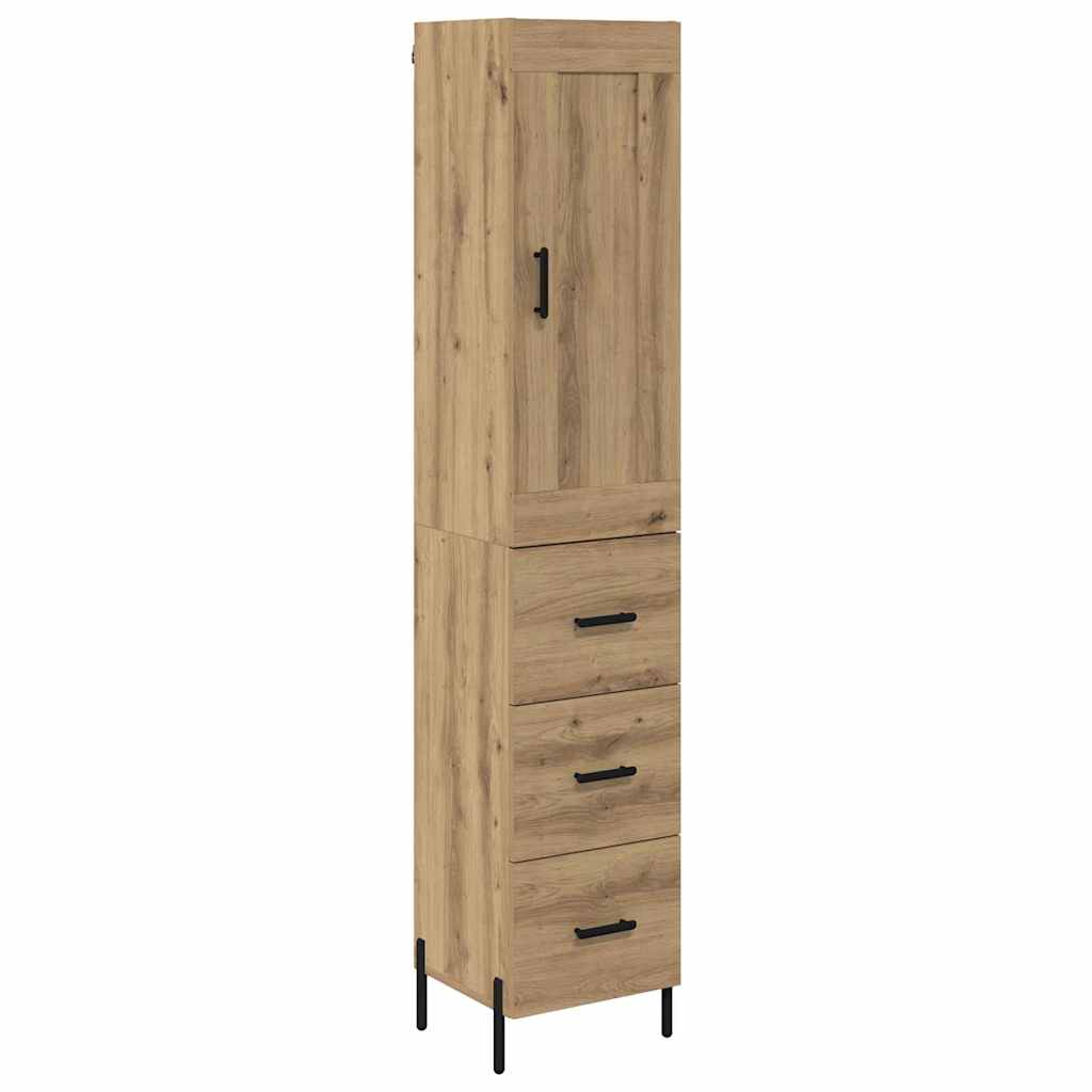Høyskap med skuff Artisan Eik 34,5 x 34 x 180 cm Konstruert tre