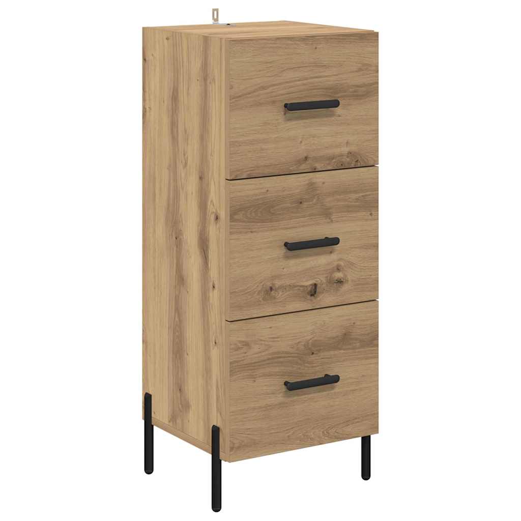 Høyskap med skuff Artisan Eik 34,5 x 34 x 180 cm Konstruert tre