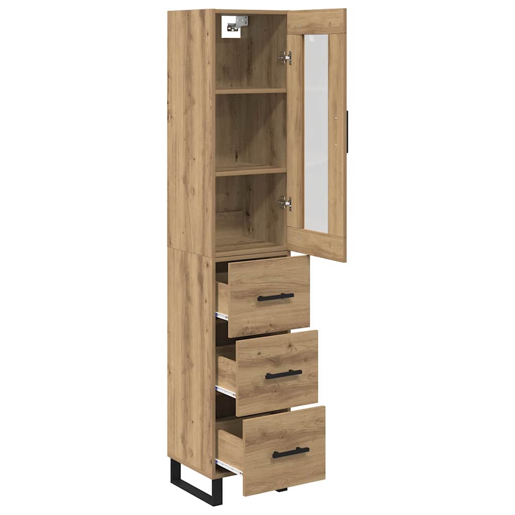 Høyskap med skuff Artisan Eik 34,5 x 34 x 180 cm Konstruert tre