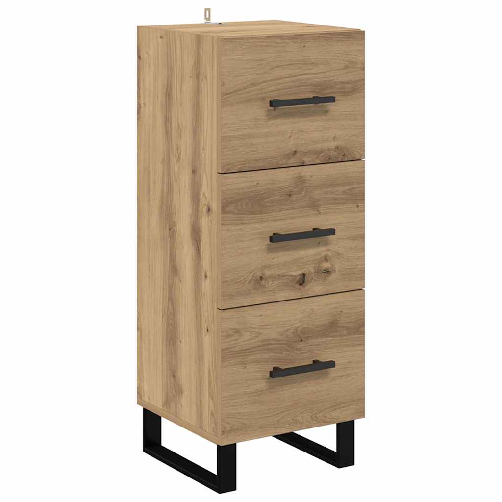 Høyskap med skuff Artisan Eik 34,5 x 34 x 180 cm Konstruert tre