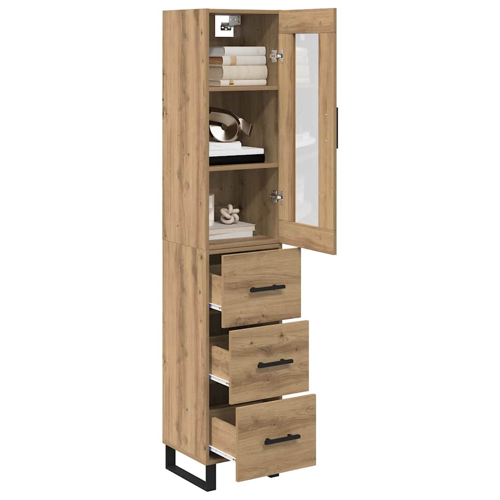 Høyskap med skuff Artisan Eik 34,5 x 34 x 180 cm Konstruert tre