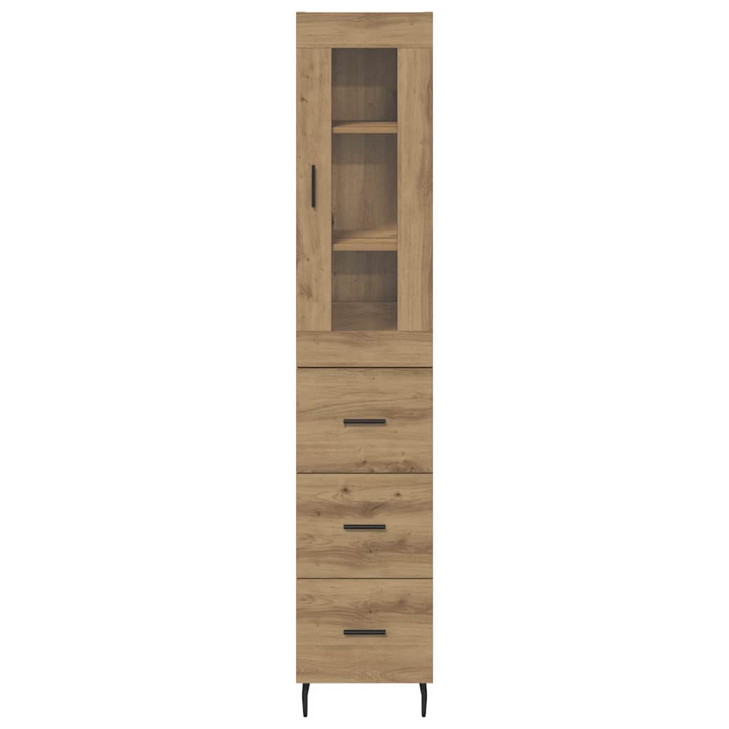 Høyskap med skuff Artisan Eik 34,5 x 34 x 180 cm Konstruert tre