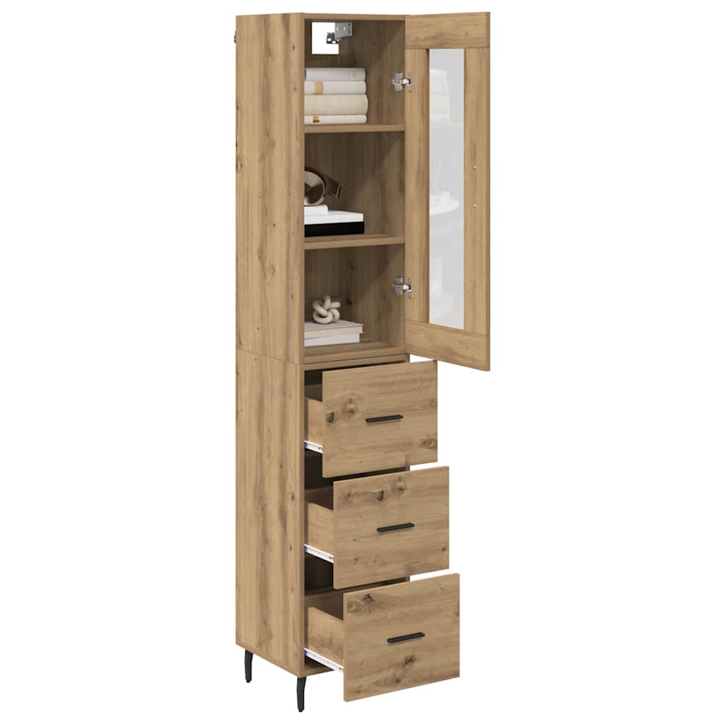 Høyskap med skuff Artisan Eik 34,5 x 34 x 180 cm Konstruert tre