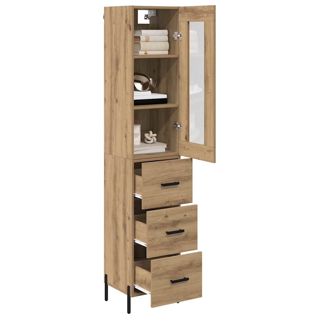 Høyskap med skuff Artisan Eik 34,5 x 34 x 180 cm Konstruert tre