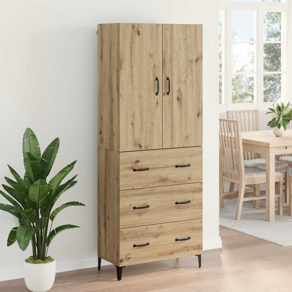 Høyskap med skuff Artisan Eik 69,5 x 34 x 180 cm Konstruert tre