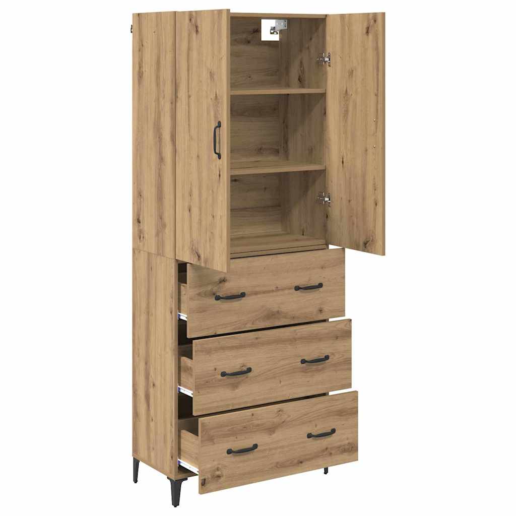 Høyskap med skuff Artisan Eik 69,5 x 34 x 180 cm Konstruert tre