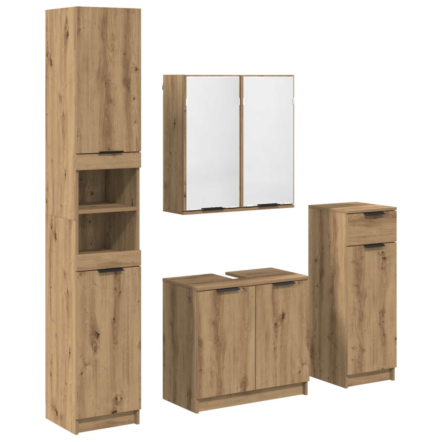 Baderomsinnredningssett 4 pcs Artisan Eik Konstruert tre
