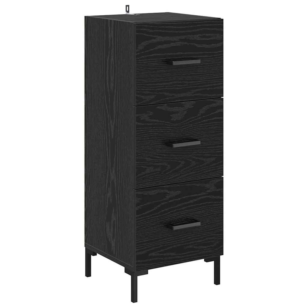 Høyskap med skuff Svart Eik 34,5 x 34 x 180 cm Konstruert tre