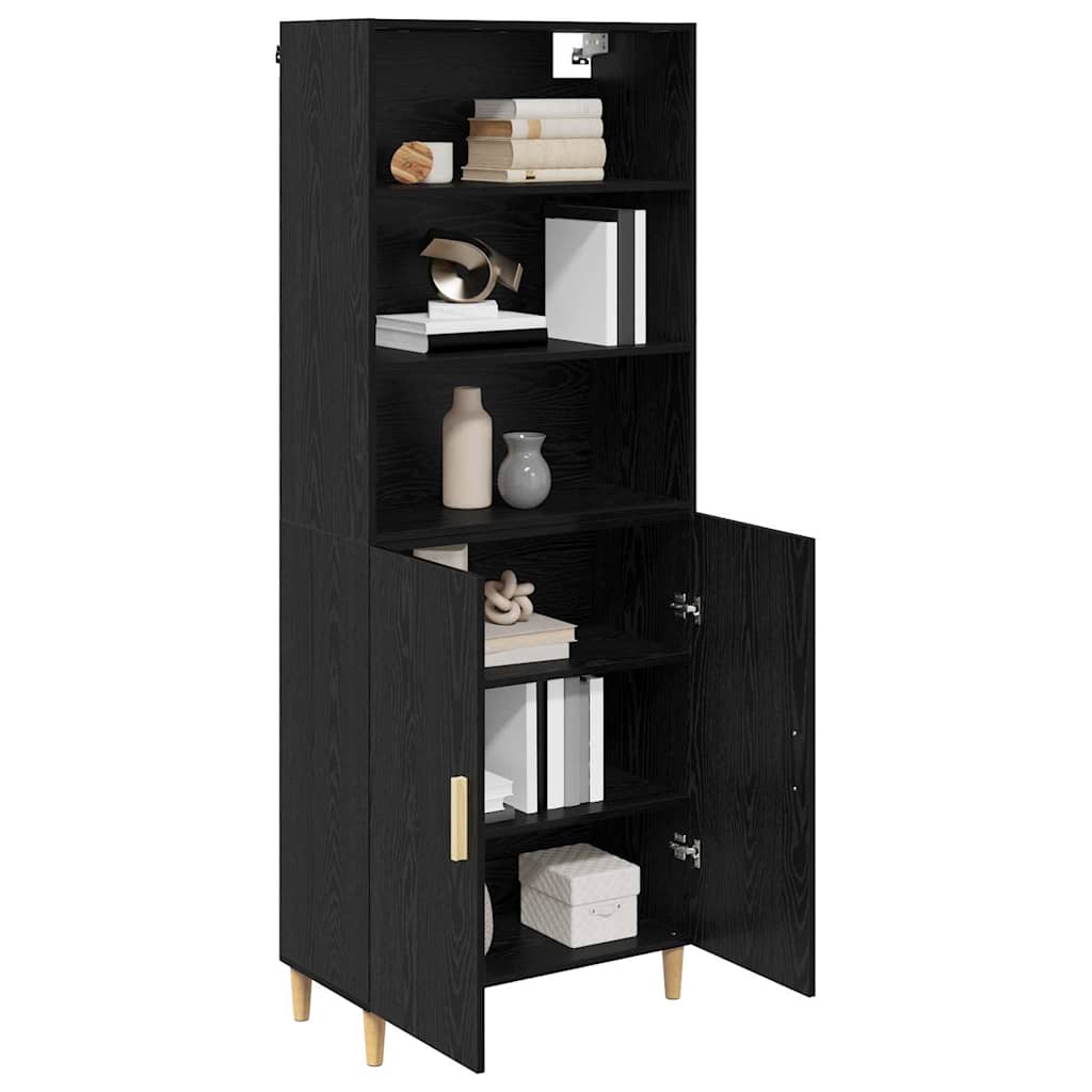 Høyskap Svart Eik 69,5 x 32,5 x 180 cm Konstruert tre