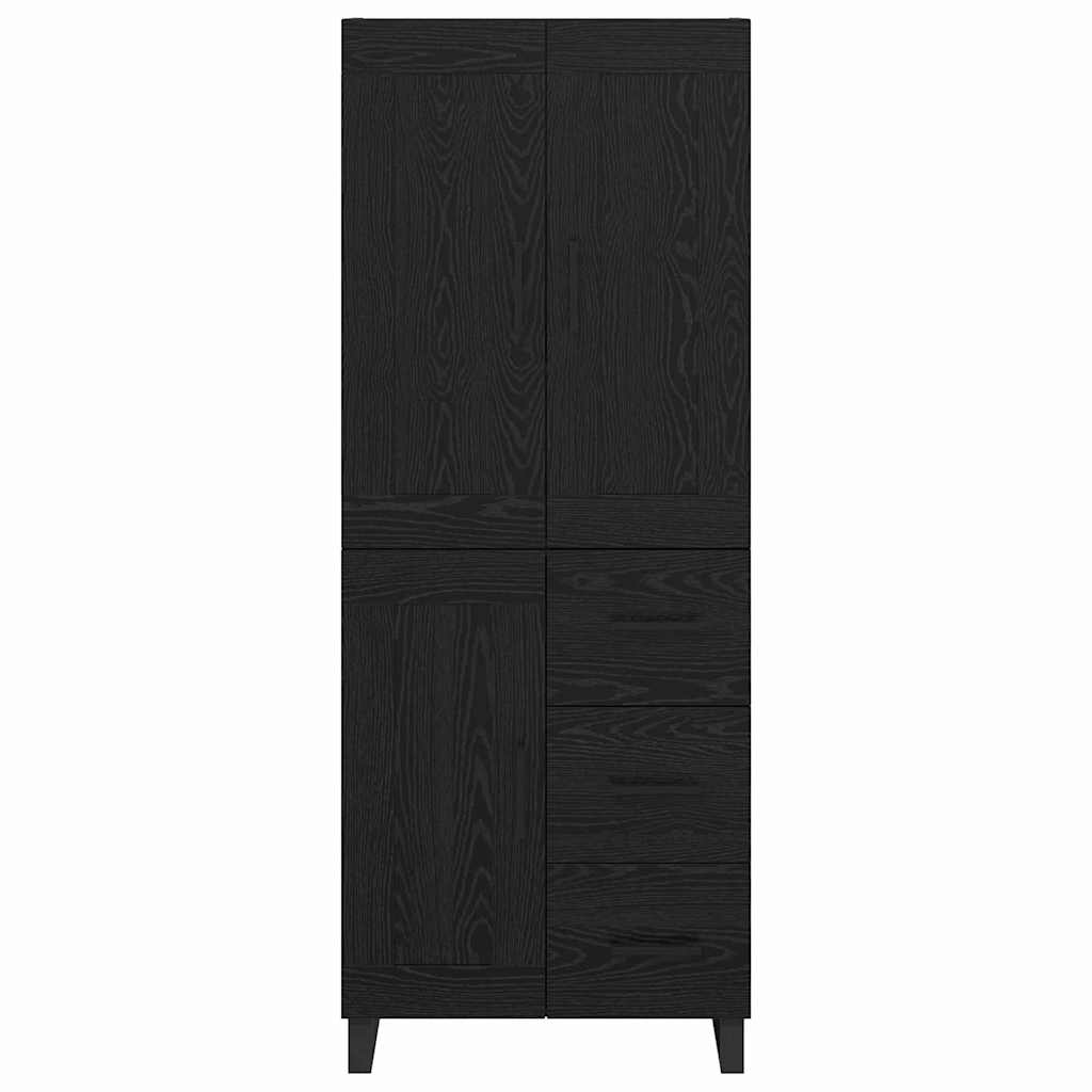 Høyskap med skuff Svart Eik 69,5 x 34 x 180 cm Konstruert tre