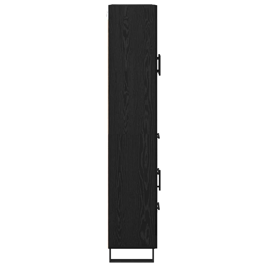 Høyskap med skuff Svart Eik 69,5 x 34 x 180 cm Konstruert tre