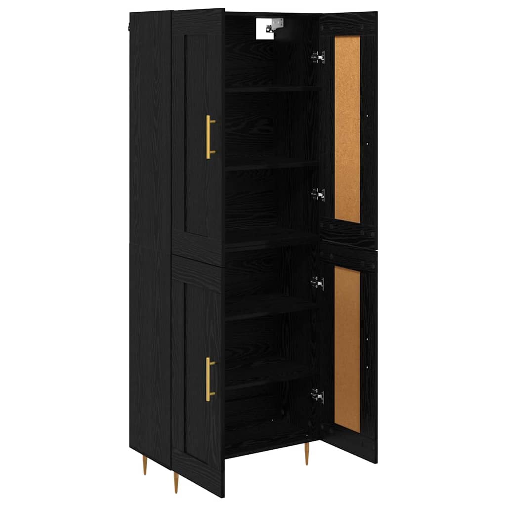 Høyskap Svart Eik 69,5 x 34 x 180 cm Konstruert tre