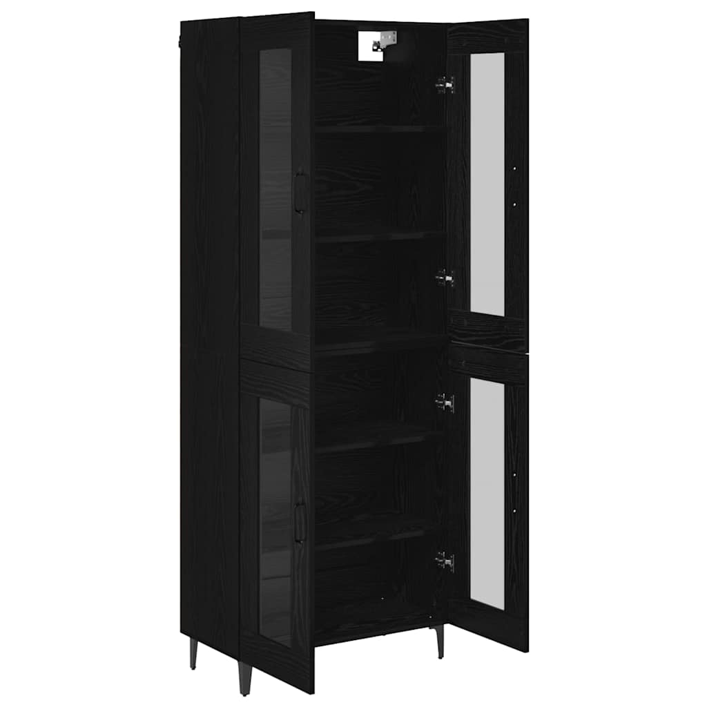 Høyskap Veggmontert Svart Eik 69,5 x 34 x 180 cm Konstruert tre
