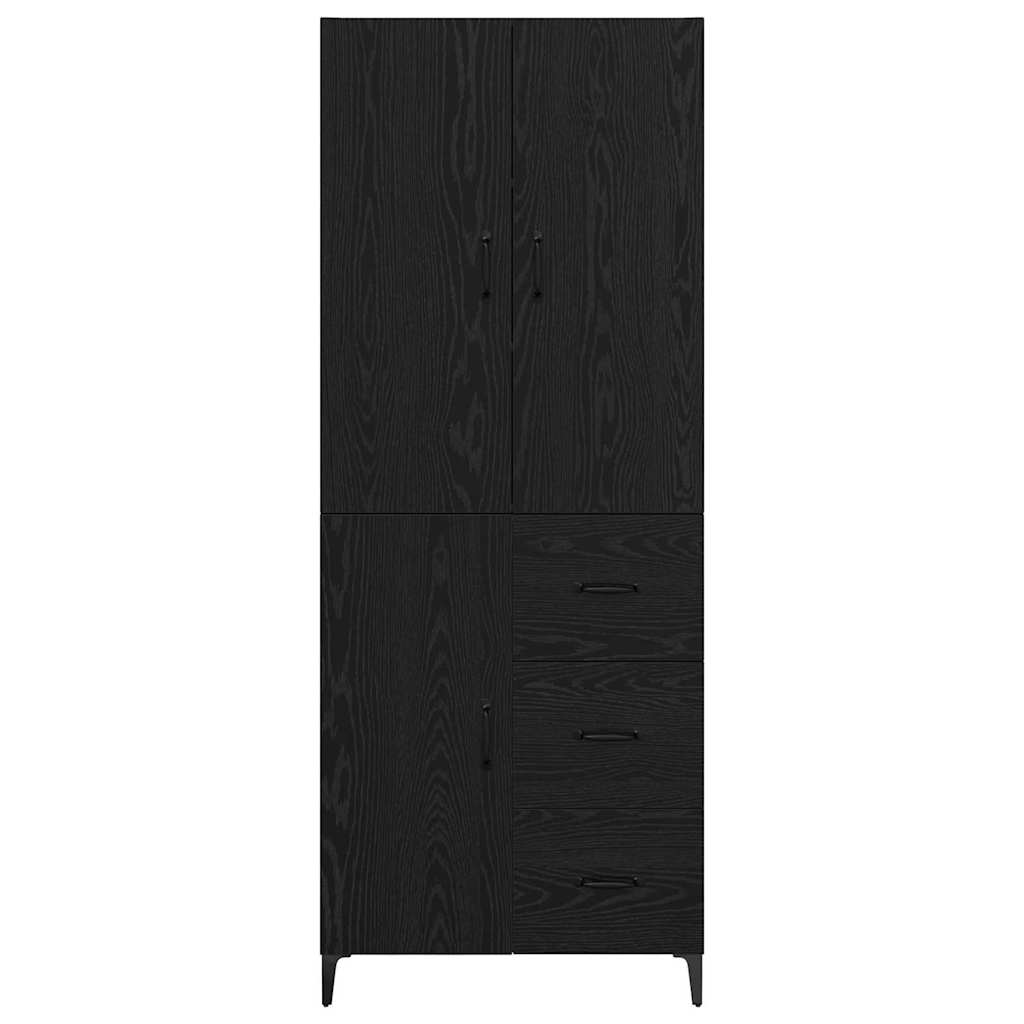 Høyskap Veggmontert Svart Eik 69,5 x 34 x 180 cm Konstruert tre