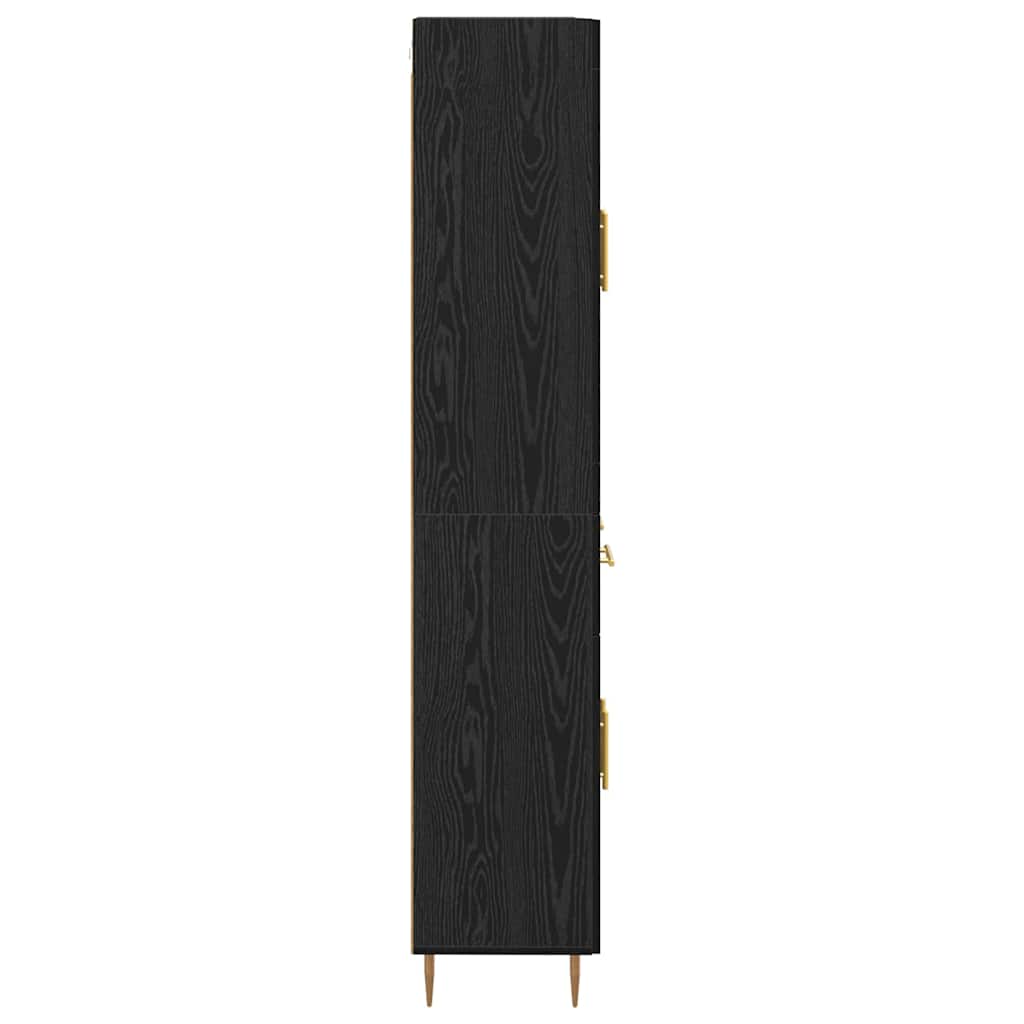 Høyskap med skuff Svart Eik 69,5 x 34 x 180 cm Konstruert tre