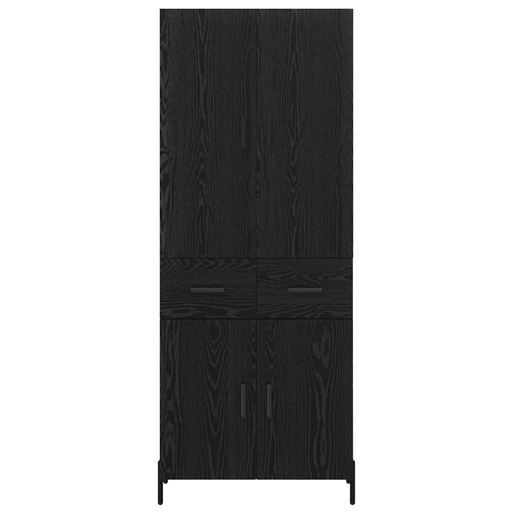 Høyskap Veggmontert Svart Eik 69,5 x 34 x 180 cm Konstruert tre