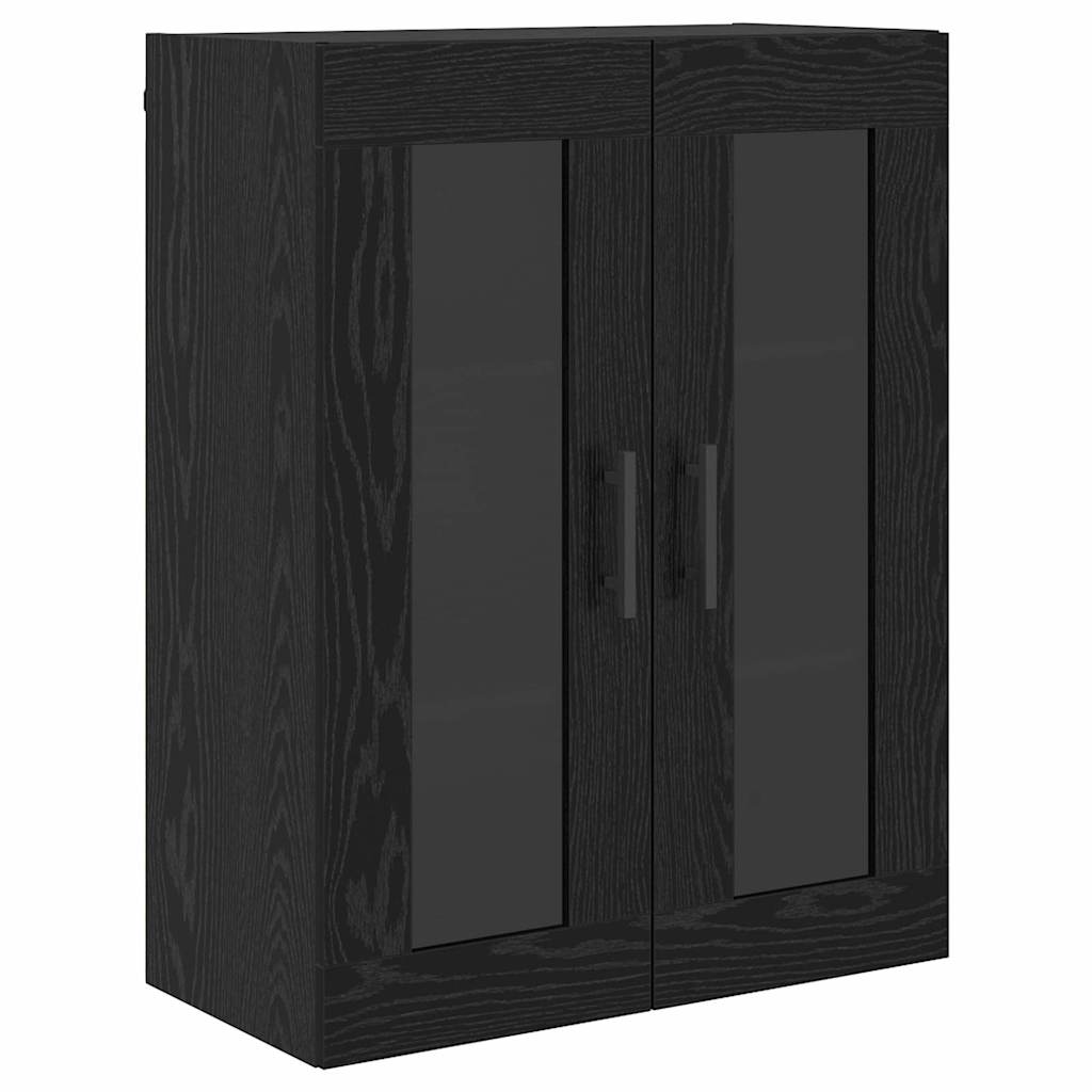 Høyskap 2 pcs Svart Eik Sponplater og glass