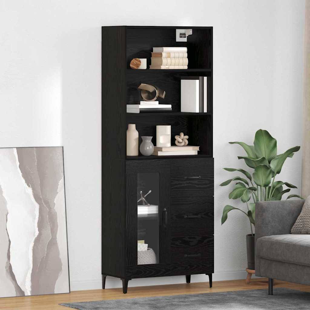 Høyskap Svart Eik 69,5 x 34 x 180 cm Konstruert tre