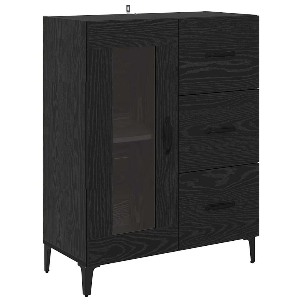 Høyskap Svart Eik 69,5 x 34 x 180 cm Konstruert tre