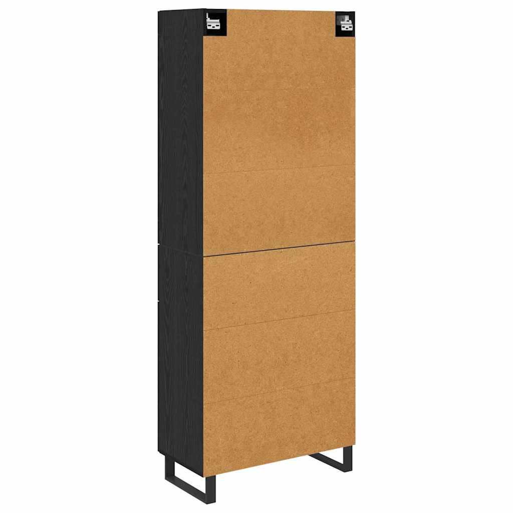 Høyskap med skuff Svart Eik 69,5 x 34 x 180 cm Konstruert tre