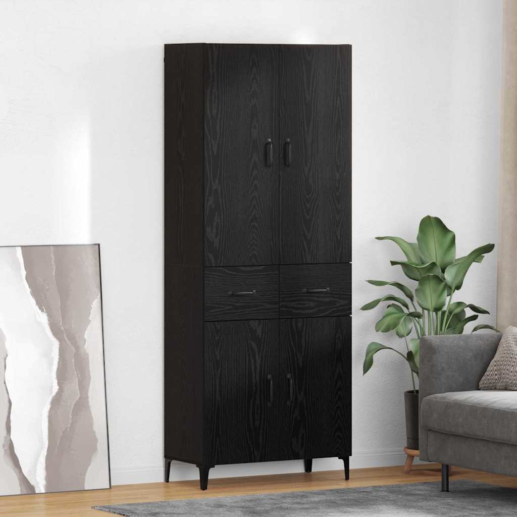 Høyskap Veggmontert Svart Eik 69,5 x 34 x 180 cm Konstruert tre