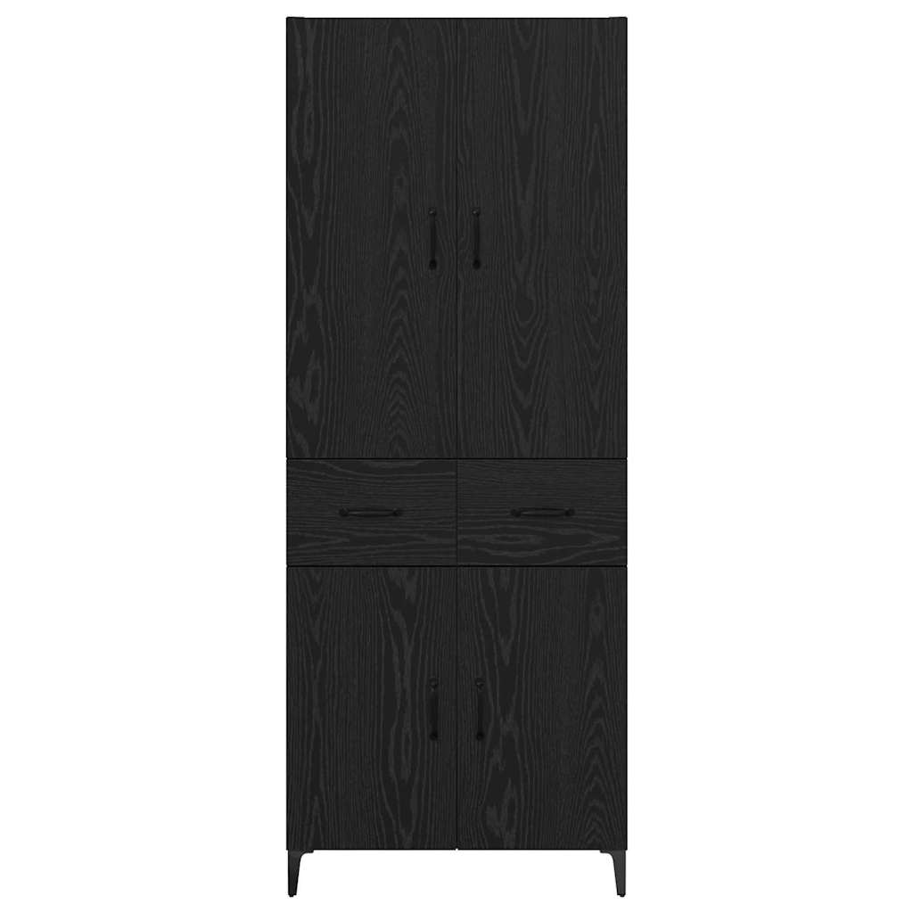 Høyskap Veggmontert Svart Eik 69,5 x 34 x 180 cm Konstruert tre
