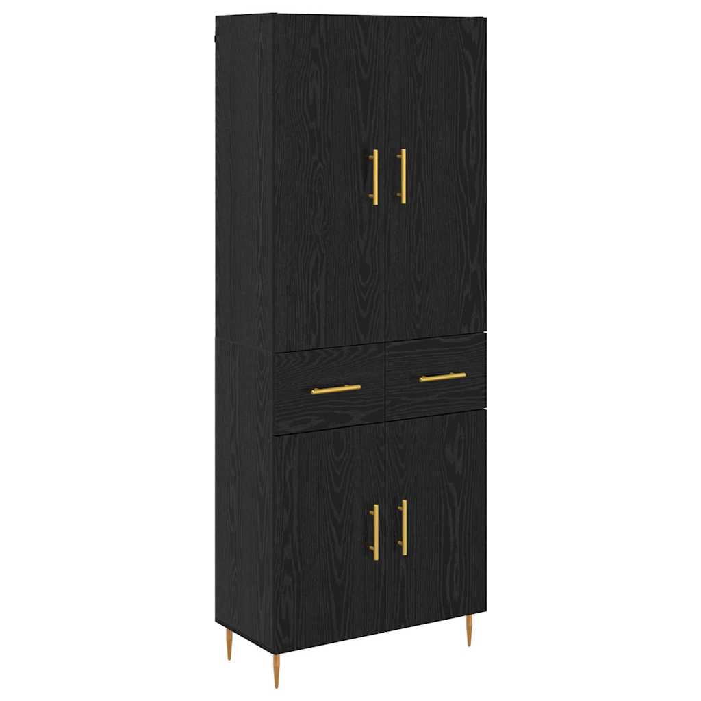 Høyskap Veggmontert Svart Eik 69,5 x 34 x 180 cm Konstruert tre